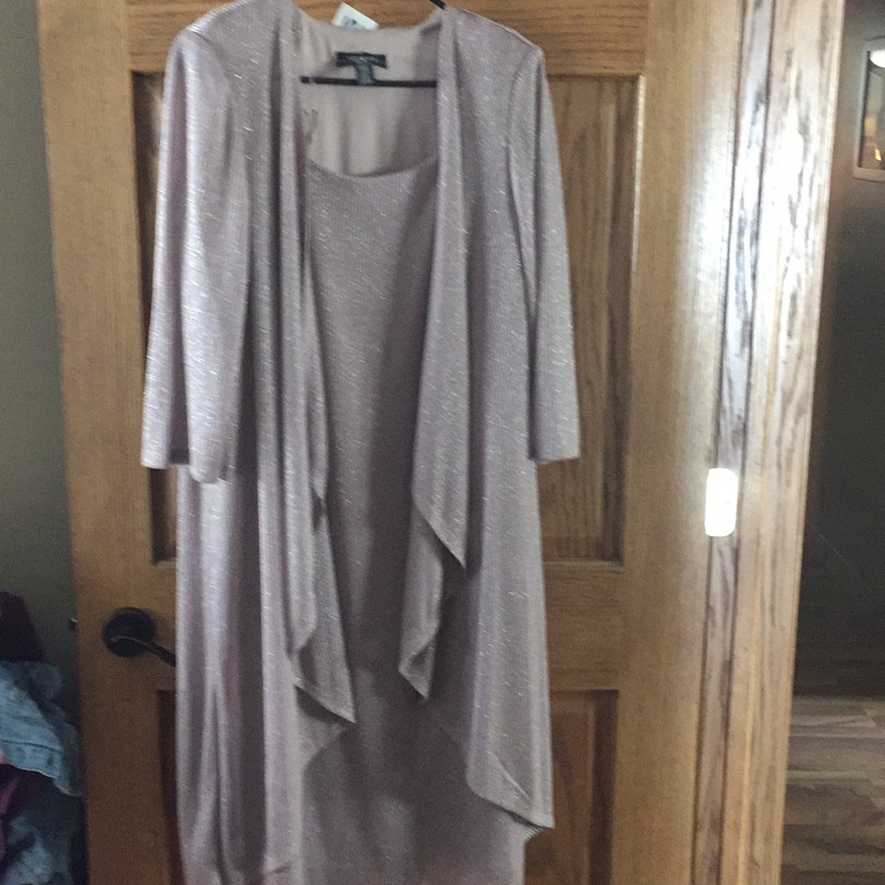 Gold shift dress with jacket